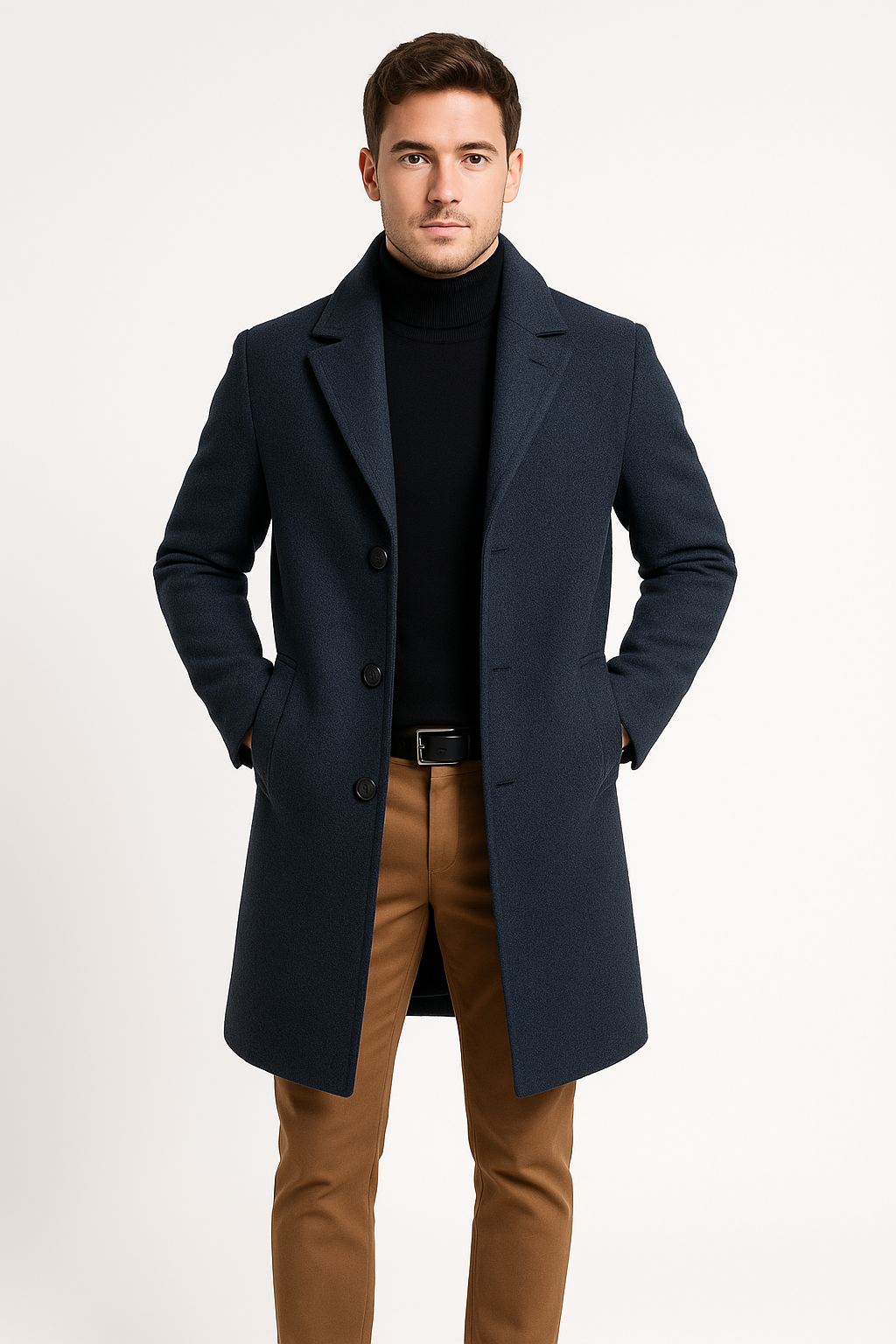 Single-Breasted Turn-Down Collar Coat