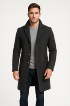 Single-Breasted Turn-Down Collar Coat