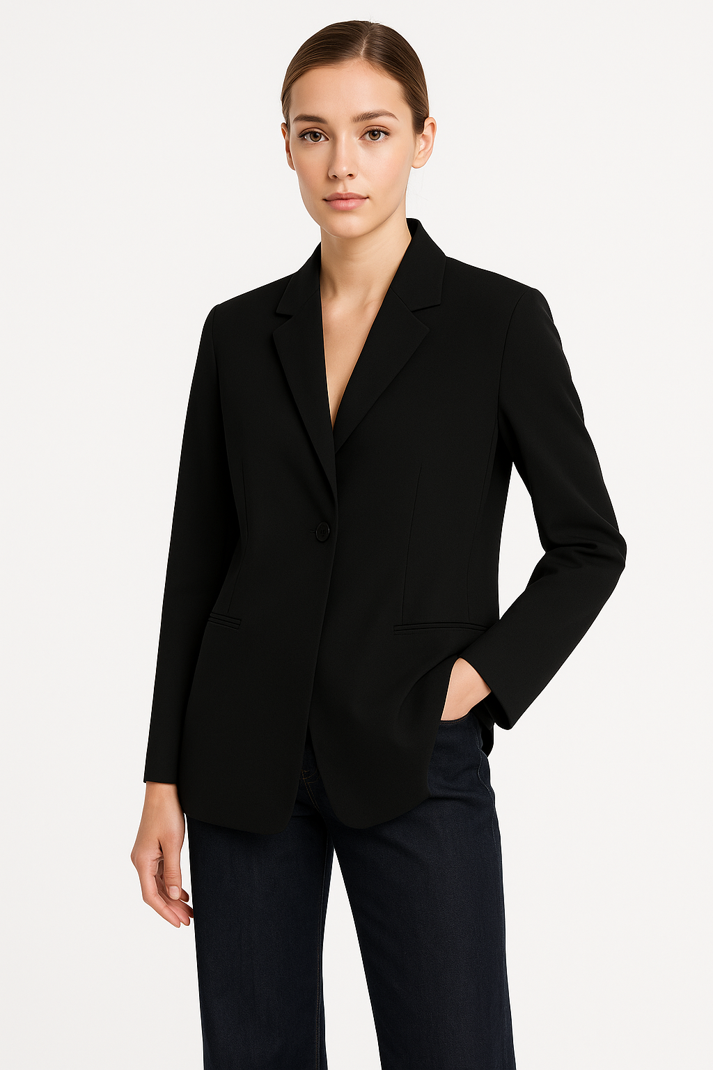 Turn-Collar Tailored Spring Coat