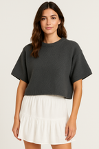 Eloise | Short Sleeve Knit Crop Top