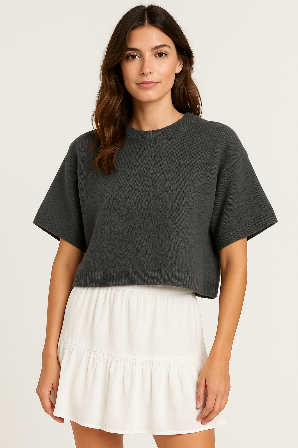 Eloise | Short Sleeve Knit Crop Top