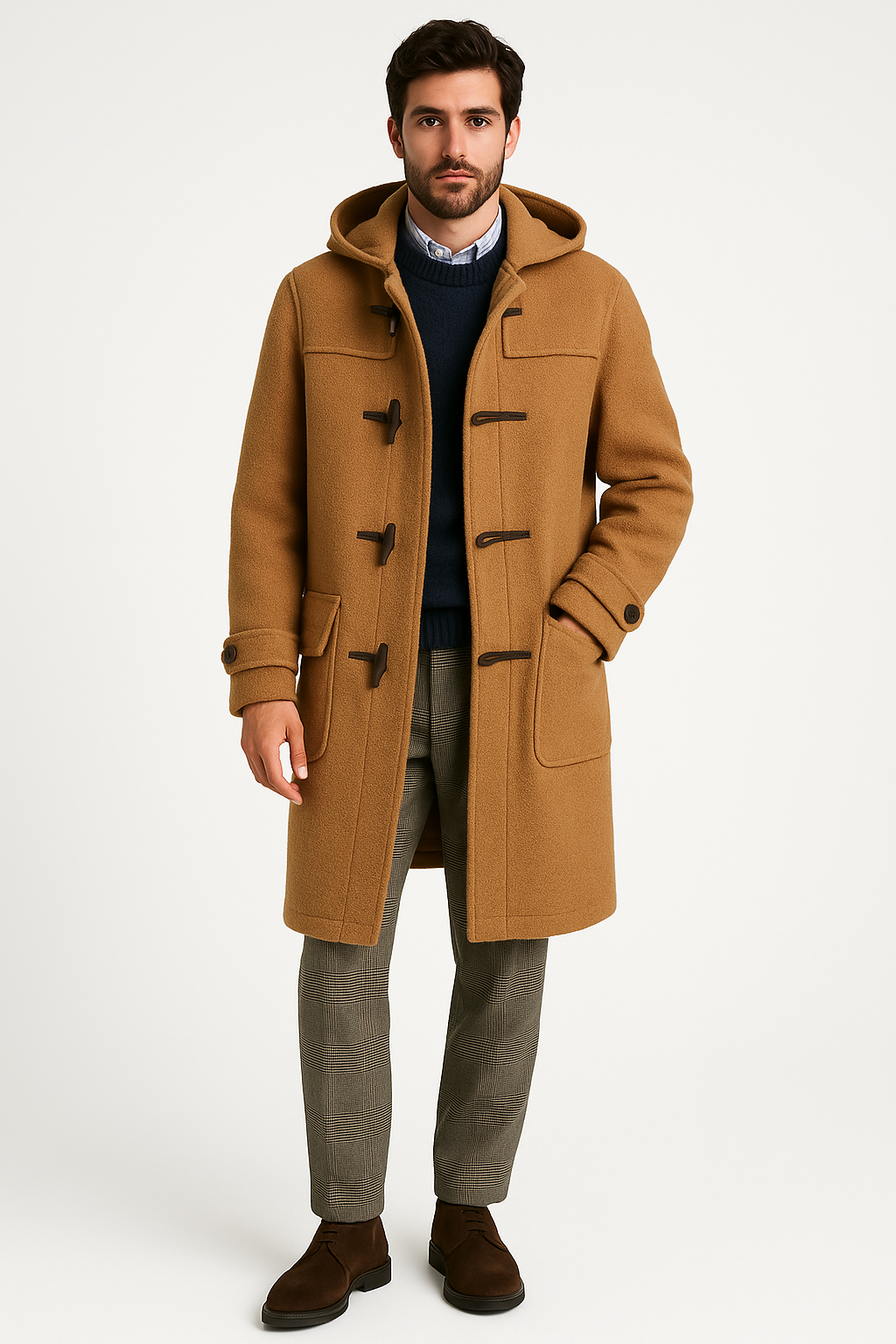 Laurent | Textured Wool-Blend Long Overcoat