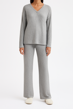 Colette | Striped V-Neck Long Sleeve Top and Trouser Set