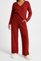 Colette | Striped V-Neck Long Sleeve Top and Trouser Set
