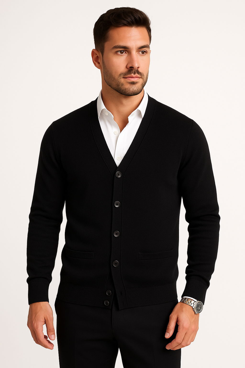 Cotton Button-Front Cardigan
