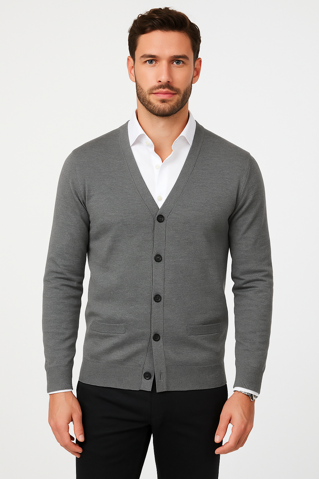 Cotton Button-Front Cardigan