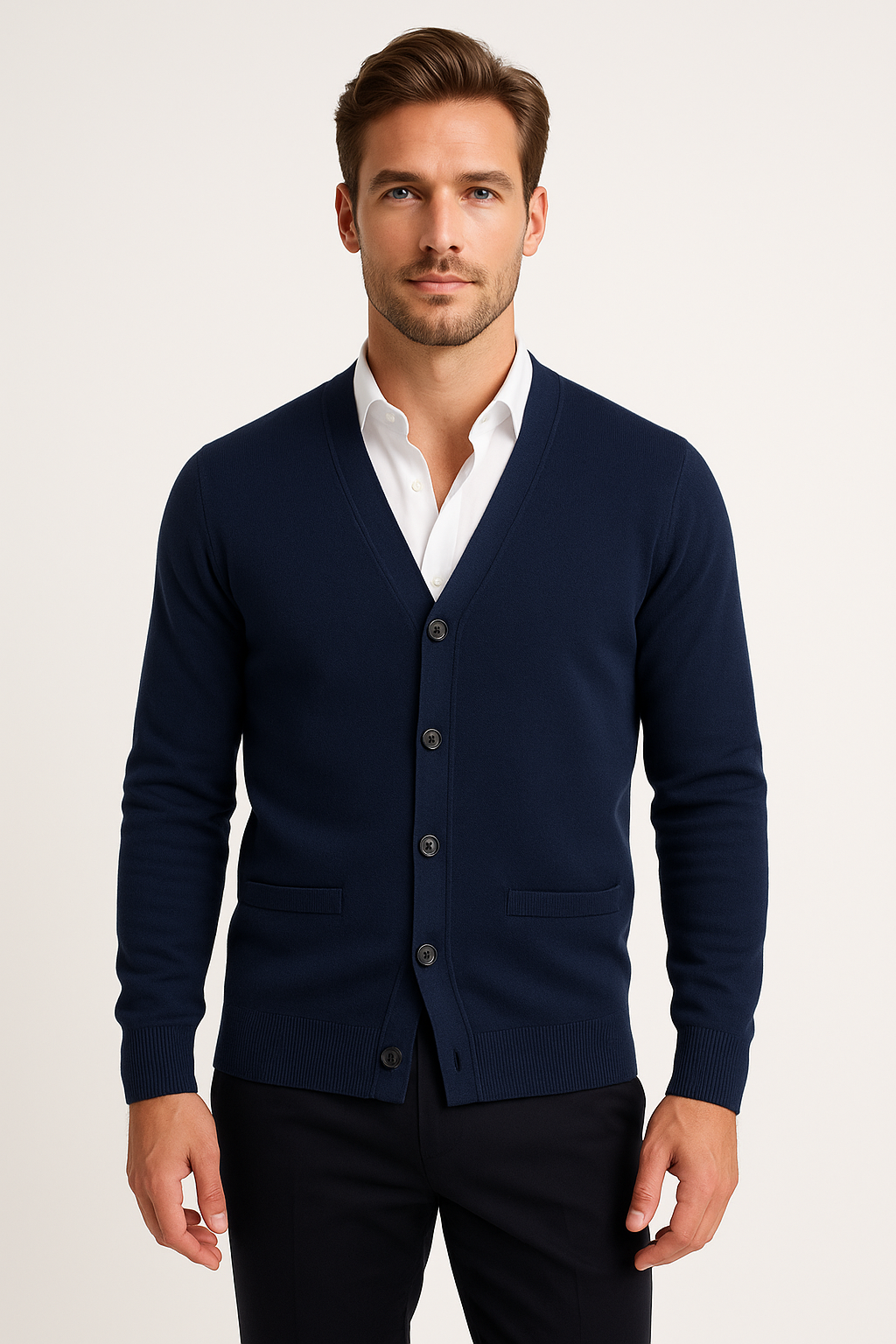 Cotton Button-Front Cardigan
