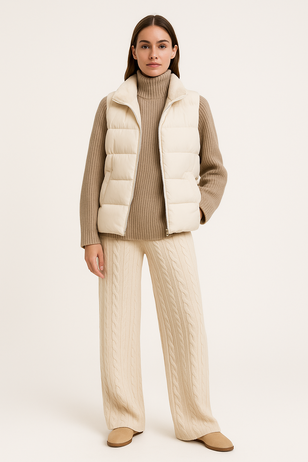 Chloe Montclair | High-Collar Knit Vest and Cardigan Set