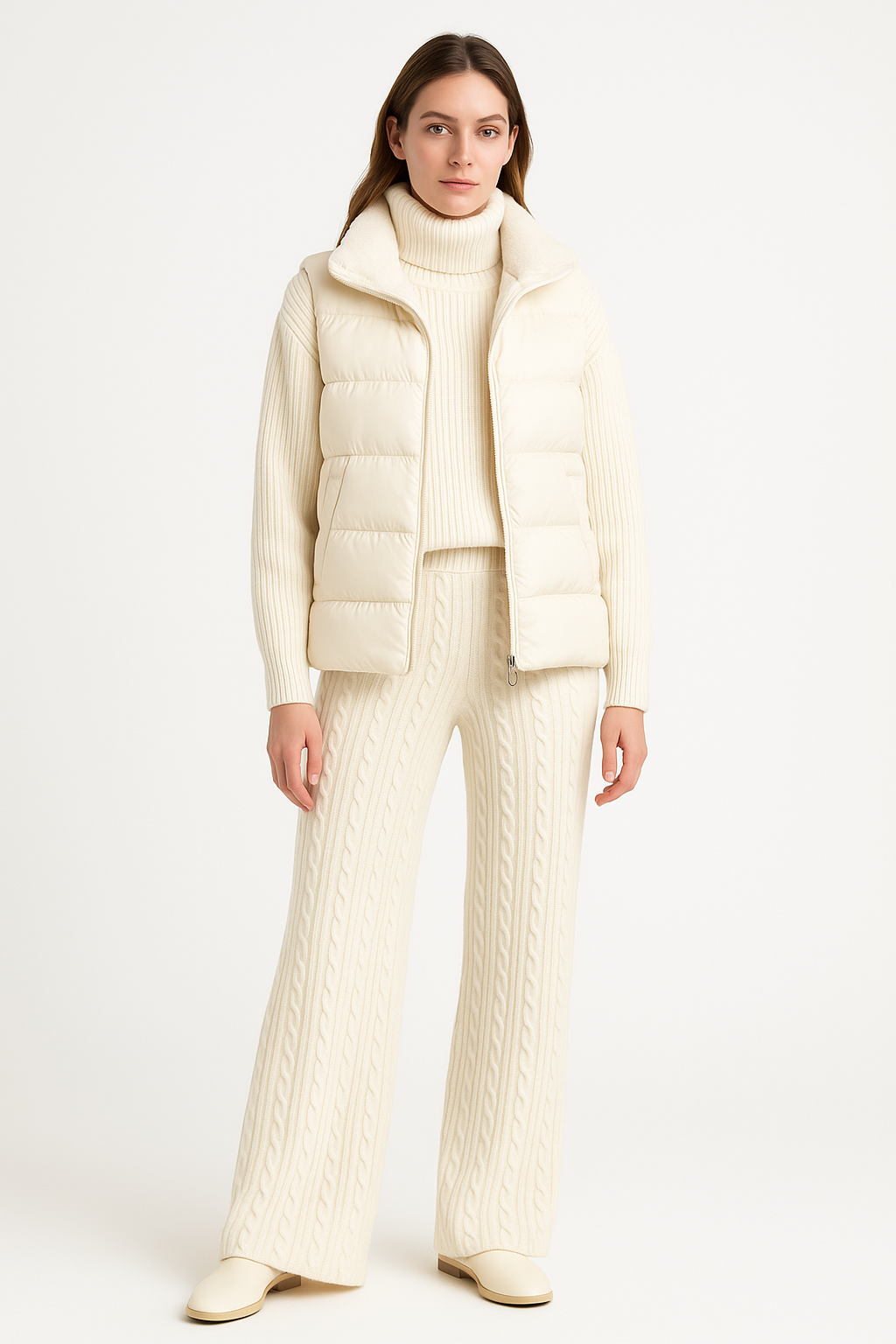 Chloe Montclair | High-Collar Knit Vest and Cardigan Set