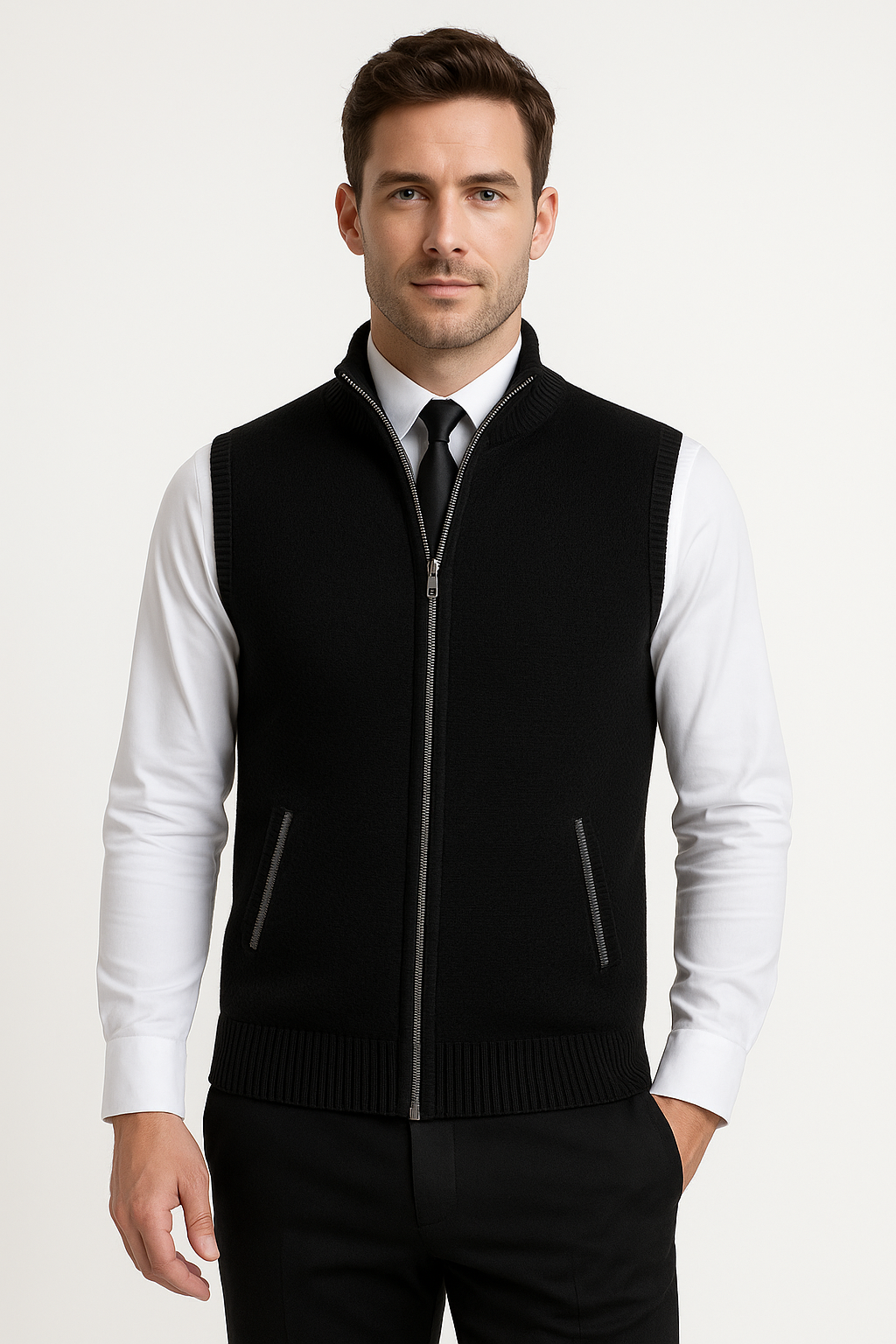 Francois Blanchet | Half-Zip Stand-Collar Knit Sweater