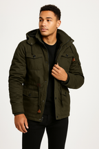 Orion | Detachable Hood Fleece-Lined Cotton Jacket