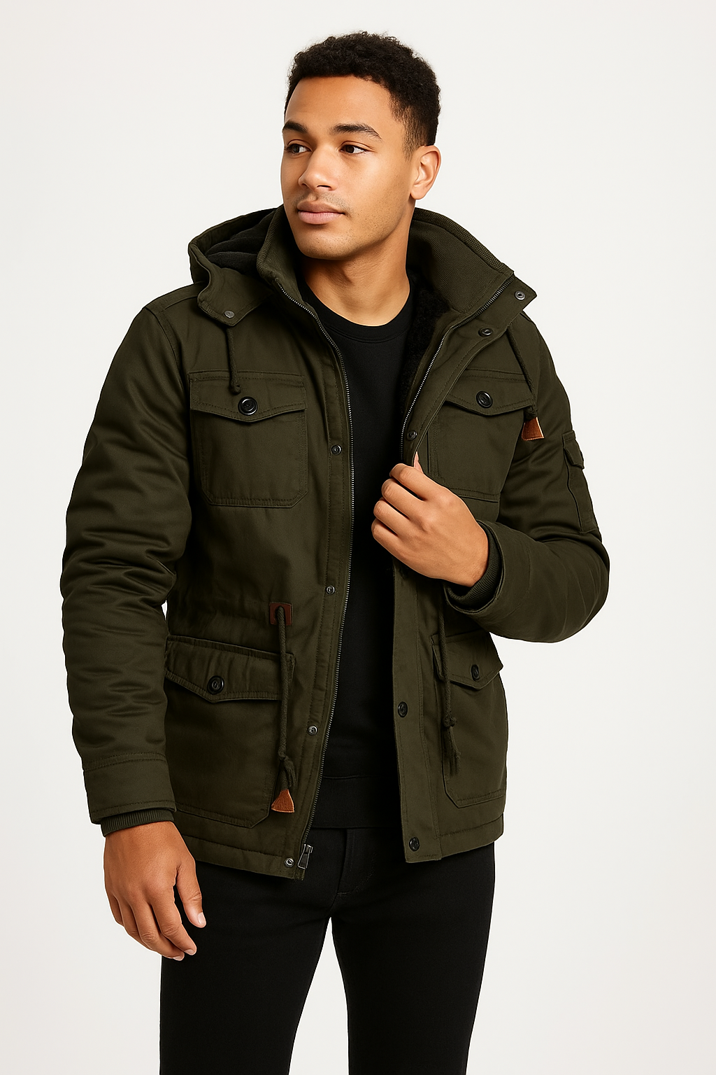 Orion | Detachable Hood Fleece-Lined Cotton Jacket