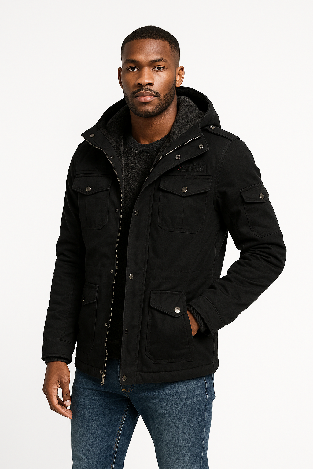 Orion | Detachable Hood Fleece-Lined Cotton Jacket