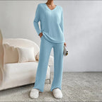 Colette | Striped V-Neck Long Sleeve Top and Trouser Set