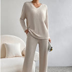 Colette | Striped V-Neck Long Sleeve Top and Trouser Set