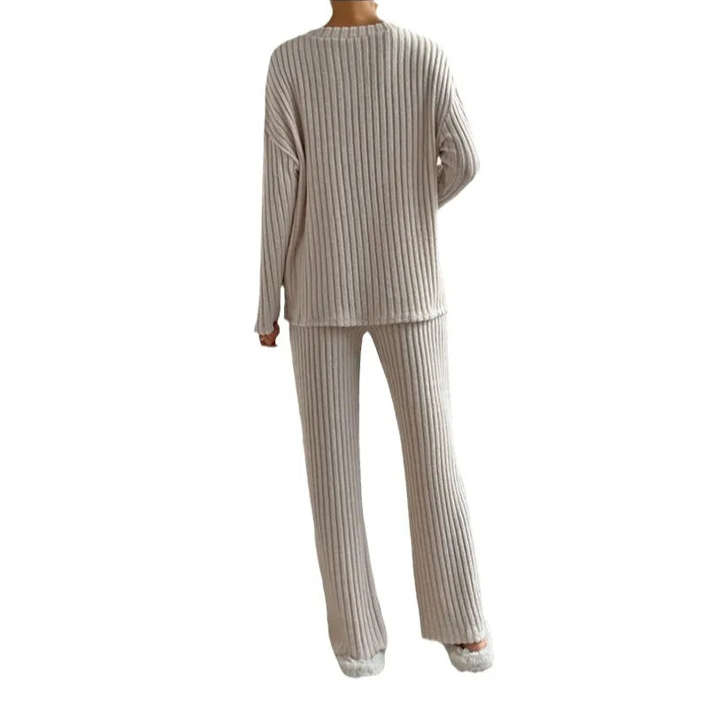 Colette | Striped V-Neck Long Sleeve Top and Trouser Set