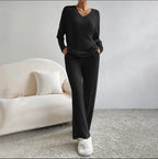 Colette | Striped V-Neck Long Sleeve Top and Trouser Set