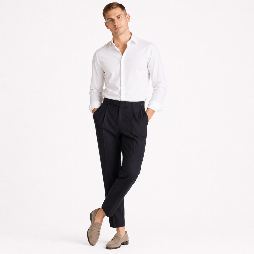 High Waist Slim Straight Trousers