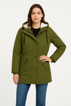 Hooded Sherpa-Lined Mid-Length Parka