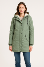 Hooded Sherpa-Lined Mid-Length Parka