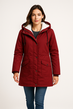Hooded Sherpa-Lined Mid-Length Parka