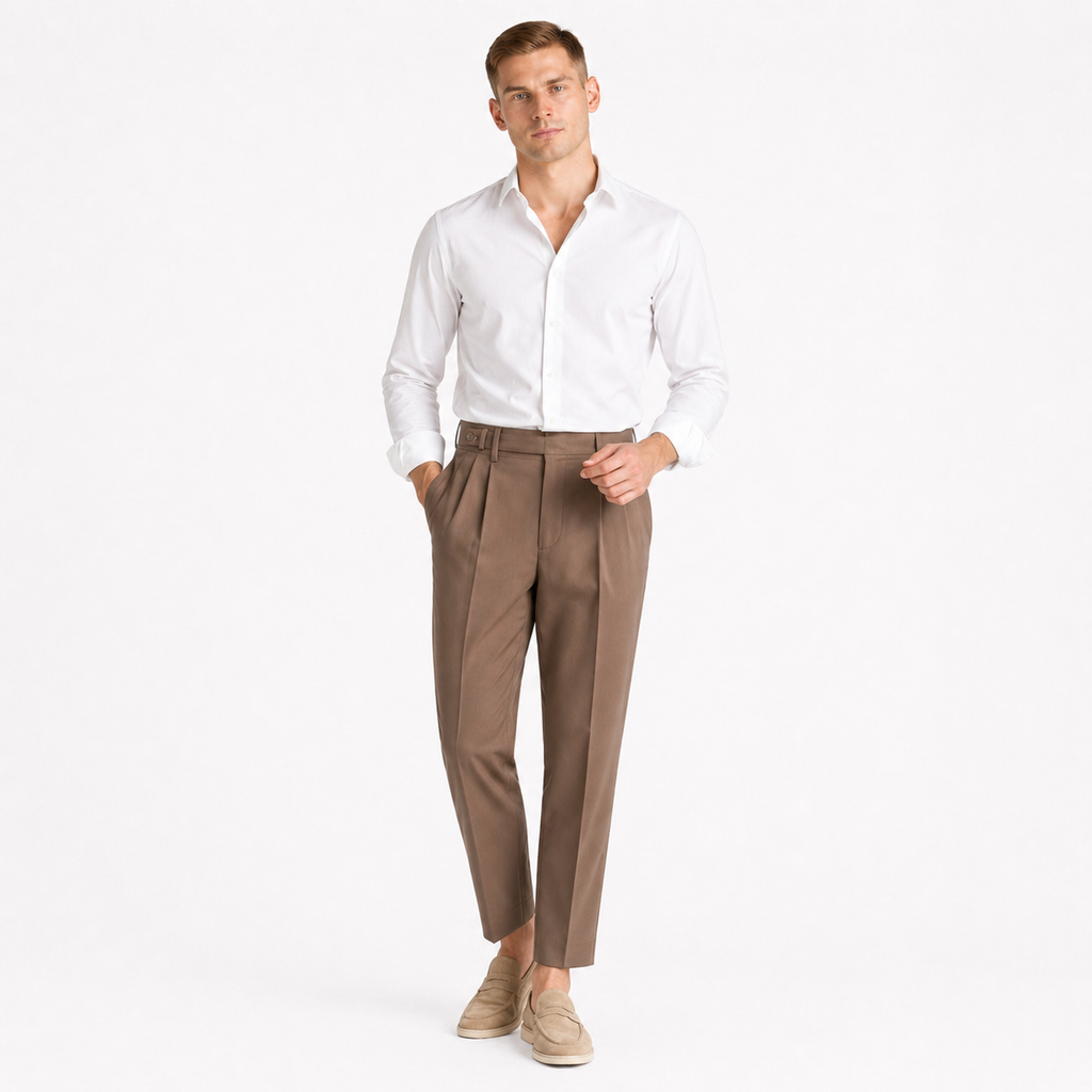High Waist Slim Straight Trousers