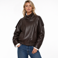 Oversized Faux Leather Button Jacket