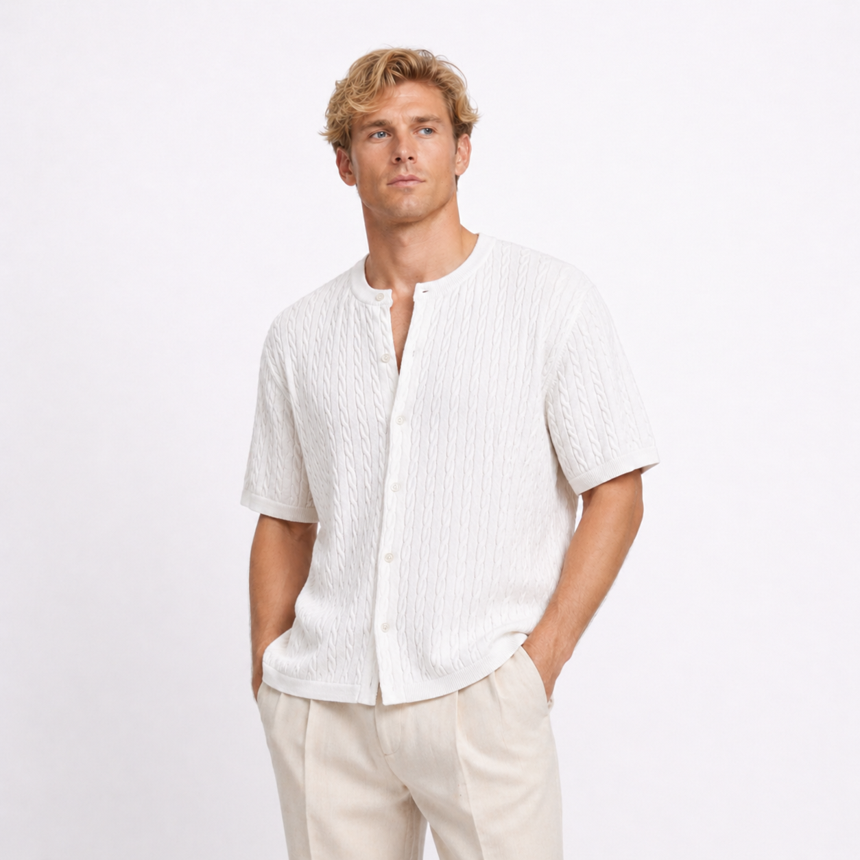 Tencel Cotton Jacquard Knit Polo