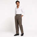Herringbone Wool Blend Pleated Trousers