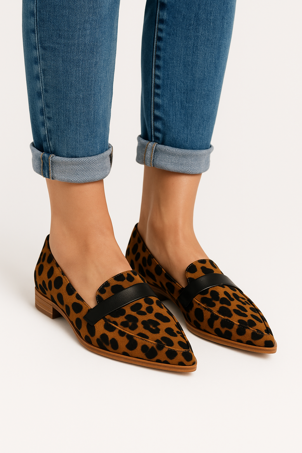Leopard Print Pointed Toe Loafers