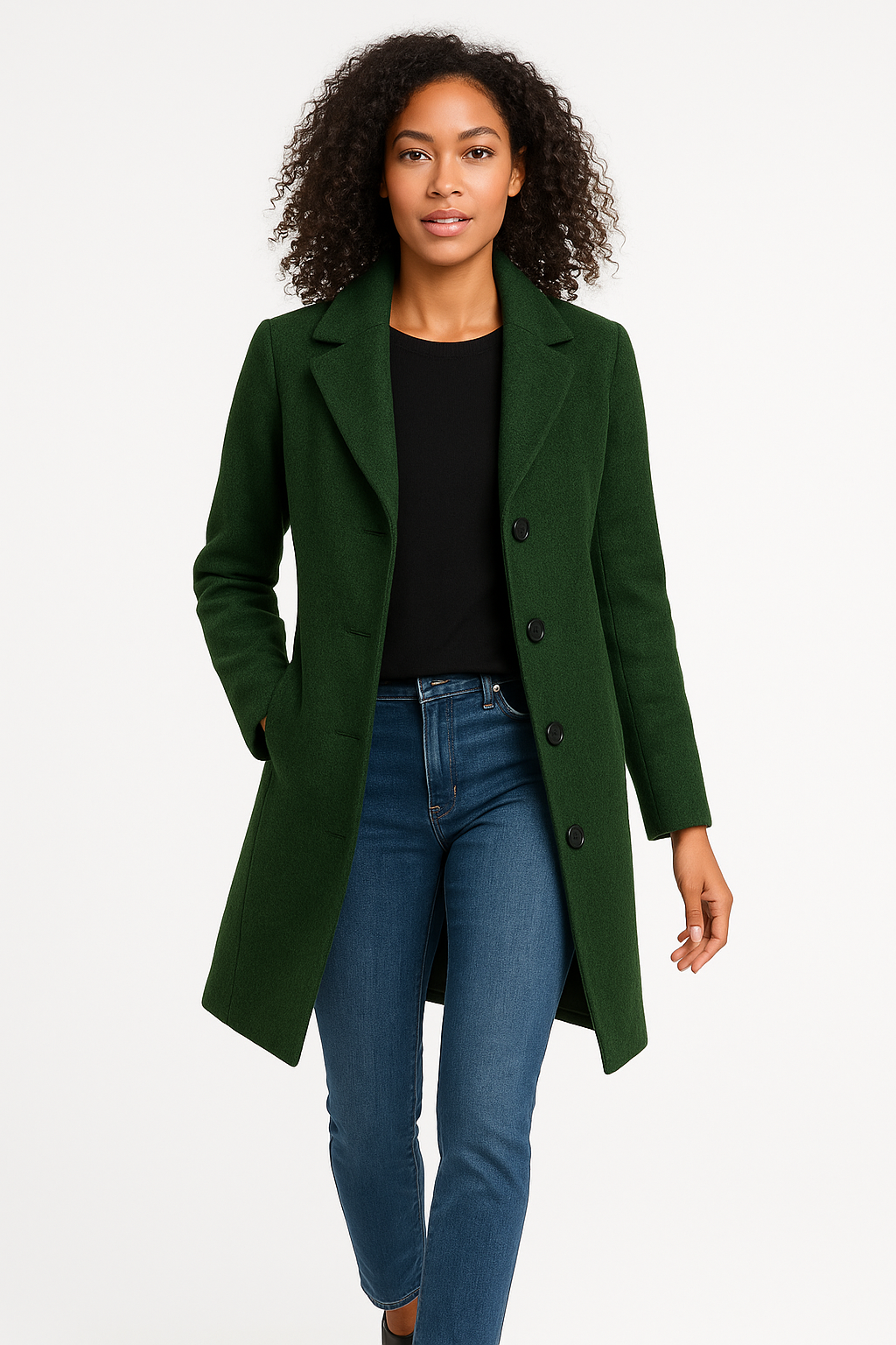 Notch Lapel Wool Blend Mid-Length Winter Coat