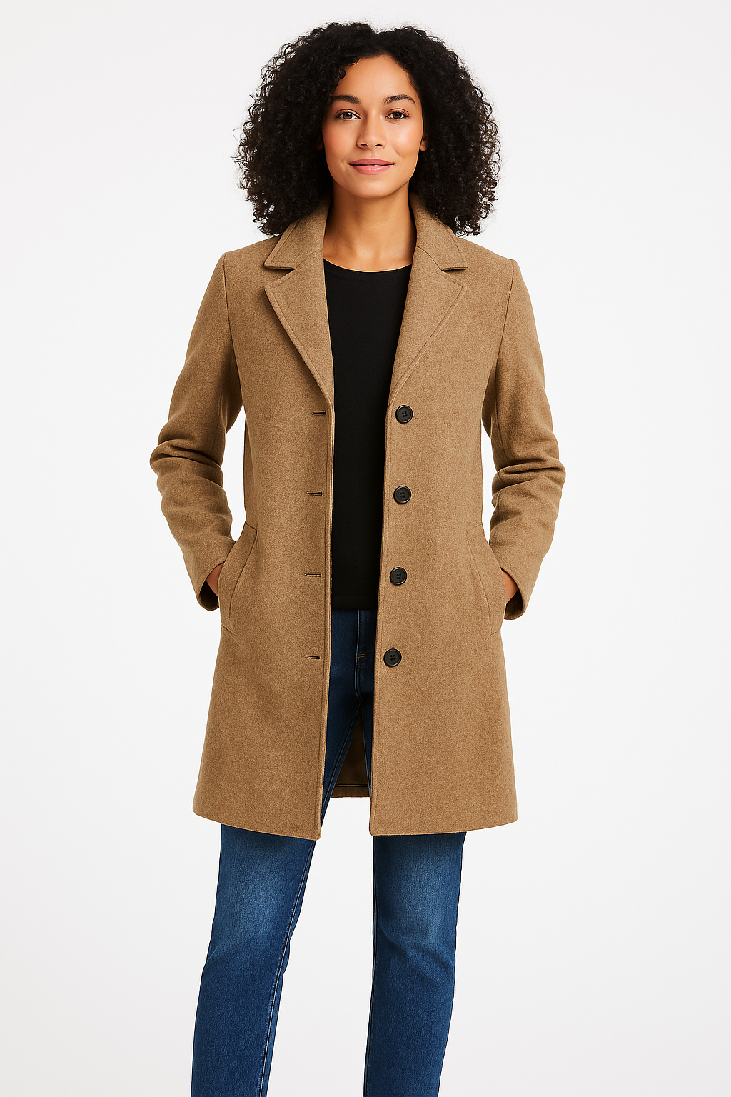 Notch Lapel Wool Blend Mid-Length Winter Coat