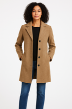 Notch Lapel Wool Blend Mid-Length Winter Coat