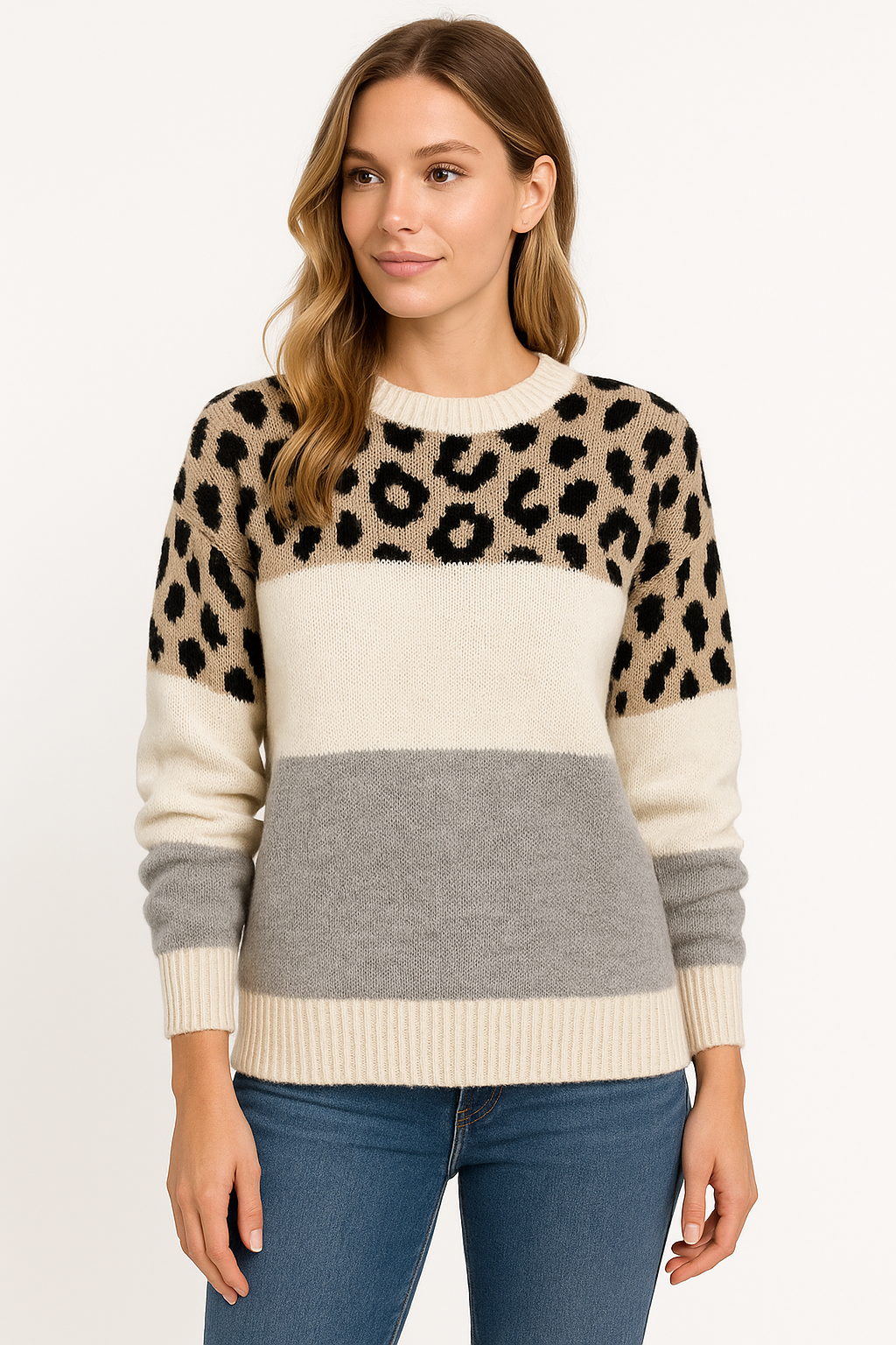 Leopard Print Relaxed Knit Jumper